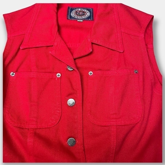 Paris Blues Girl's Red Denim Blue Jeans Vest Size Medium - Picture 3 of 4